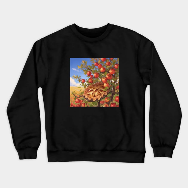 Apple Pie Vintage Slice Kawaii Sweet Retro Picture Crewneck Sweatshirt by Flowering Away